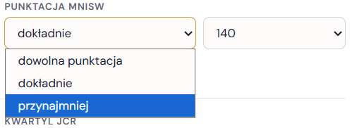 zawężanie do czasopism wysoko punktowanych